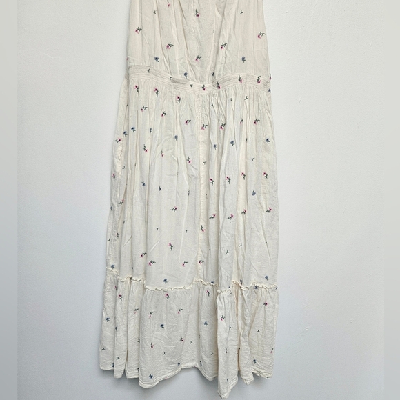 Old Navy Sz M 100% Cotton Floral Coastal Embroidered Pockets Flowy Tiered Dress - Picture 5 of 16